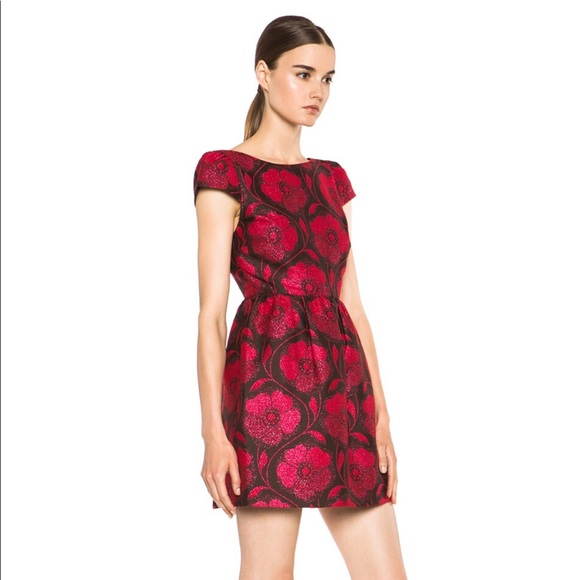 Alice+Olivia nelly puffed dress in red /us 4 - Picture 5 of 16